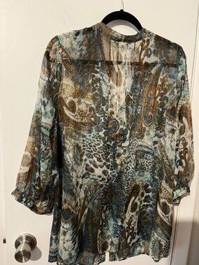 DRESSBARN TUNIC BLOUSE 3/4 Sleeve SZ 1X